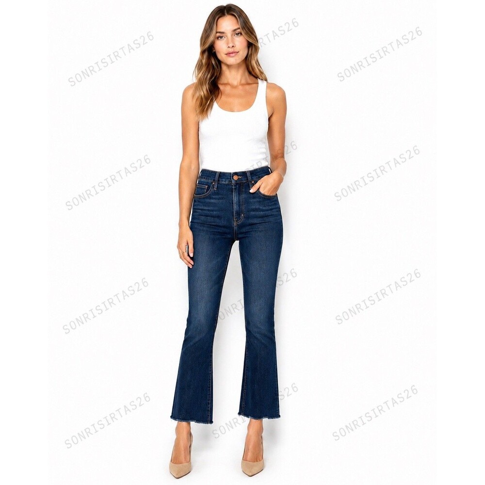 Mother Hustler Ankle Fray Jeans Teaming Up Dark Wash 27 Quiet Luxury Minimalist